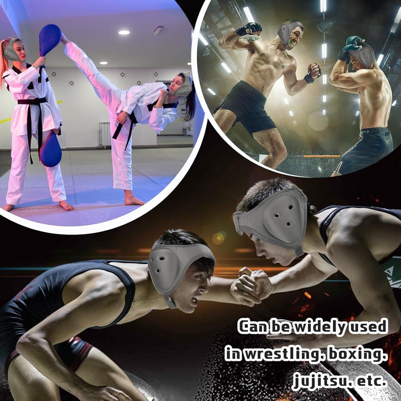 Jerify 2 Pcs Wrestling Headgear for Kids Youth Soft Grappling Headgear Wrestling Adjustable Ear Guard Protective(Grey) - Image 5